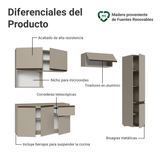 Cocina Integral 240 cm sin Patas Crema Nice 09