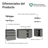 Cocina Integrale 240cm Suspendida Gris Nice Madesa 10