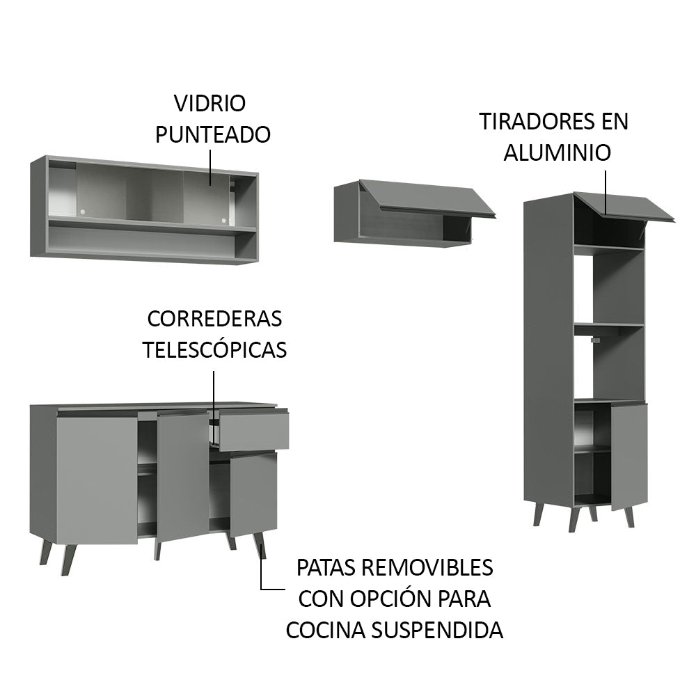 Cocina Integrale 260cm Gris Nice Madesa 09