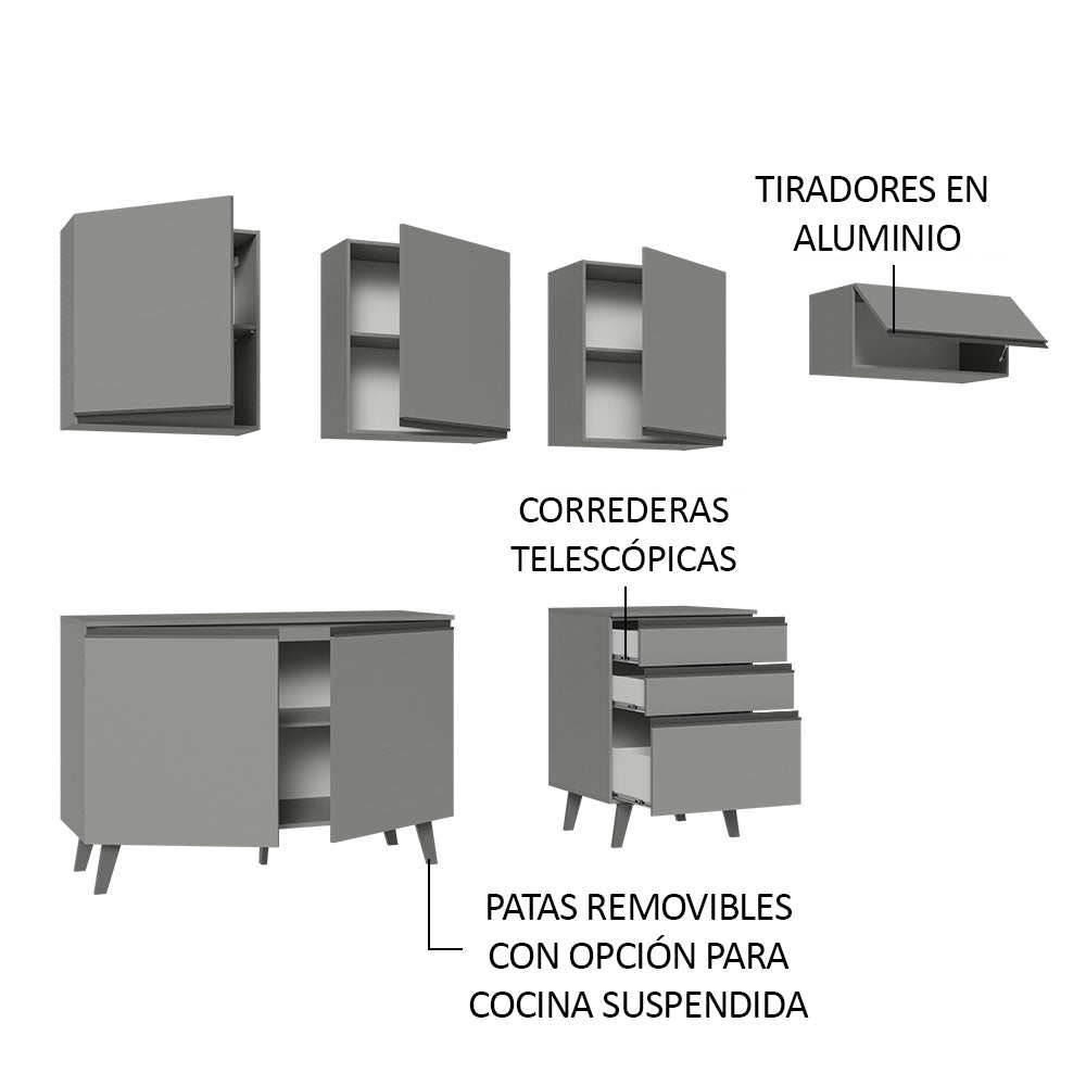 Cocina Integrale 260cm Gris Nice Madesa 12