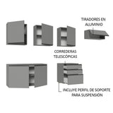 Cocina Integral 260 cm Sin Patas Nice Gris 13