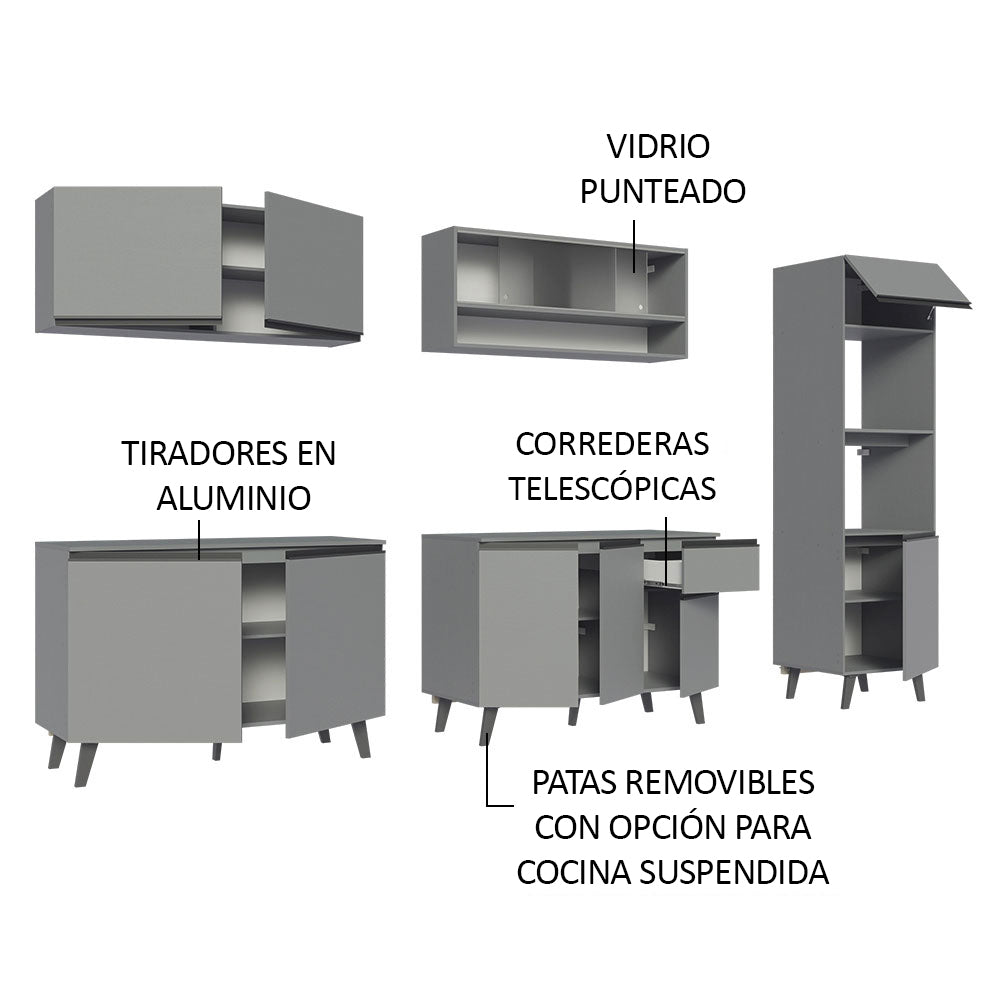 Cocina Integrale 300cm Gris Nice Madesa 02