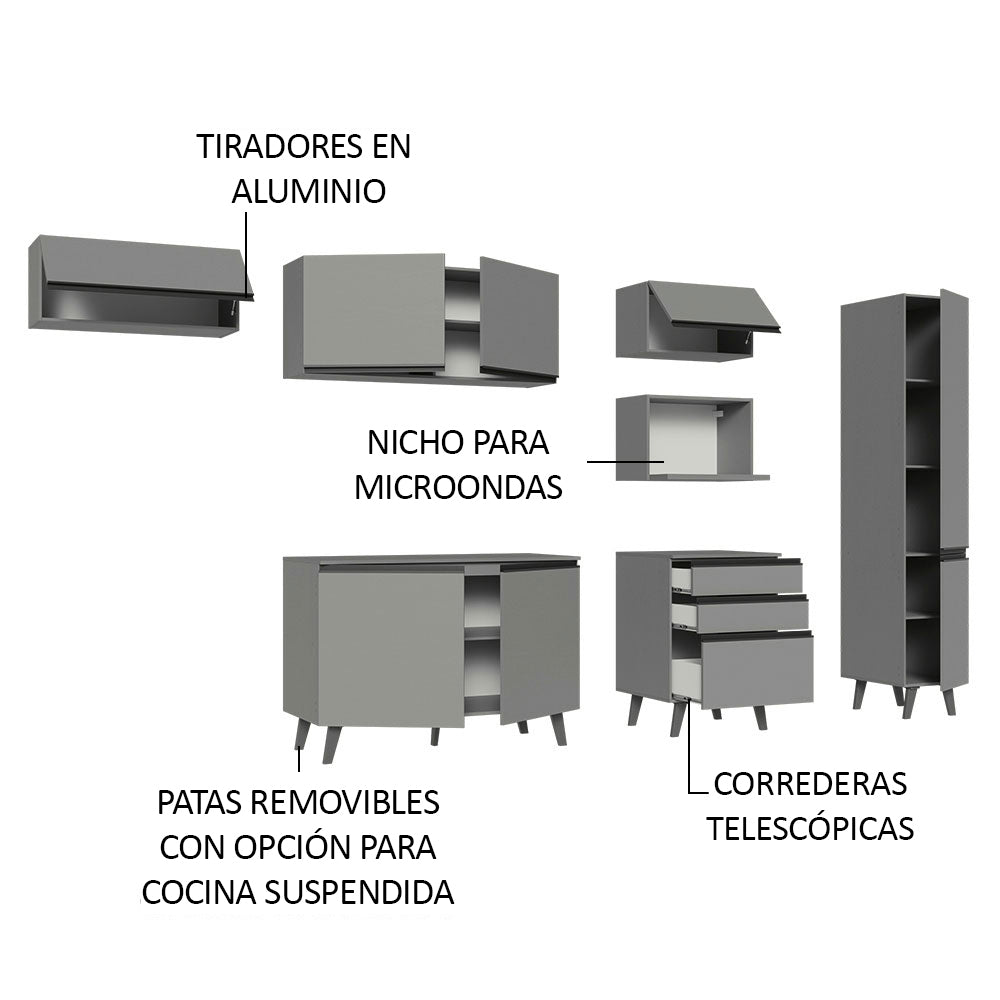 Cocina Integrale 300cm Gris Nice Madesa 05