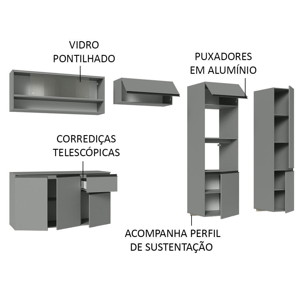 Cocina Integral 300 cm sin Patas Gris Nice 06