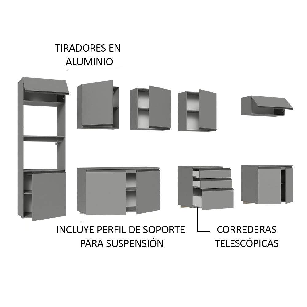 Cocina Integral 320 cm Sin Patas Nice Gris 07