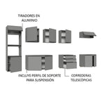 Cocina Integral Flotante 320 cm Con Mueble para Horno Gris Nice Madesa