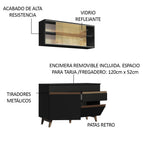 Cocina Compacta 120 x 52 cm 4 Puertas 1 Cajón Negro Reims Madesa