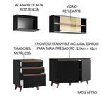 Cocina Compacta 180 cm Negro Reims Madesa