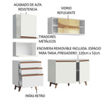 Cocina Compacta 180 x 52 cm 5 Puertas 3 Cajones Blanco Reims Madesa 01