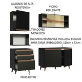 Cocina Compacta 180cm Negro Reims 02