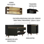 Cocina Compacta 190 x 52 cm 7 Puertas 1 Cajón Negro/Marrón Reims Madesa