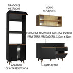 Cocina Compacta 190 cm Con Mueble para Horno Negro/Marrón Reims Madesa