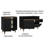 Kit 2 Gabinetes Bajos de Cocina 190 cm Negro Reims Madesa