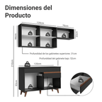 Cocina Compacta 190 x 52 cm 5 Puertas 1 Cajón Negro Reims Madesa 04