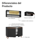 Cocina Compacta 190 x 52 cm 5 Puertas Negro Reims Madesa 07