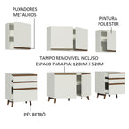Cocina Integral 240 x 52 cm 6 Puertas 6 Cajones Blanco Reims Madesa