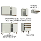 Cocina Integral 250 x 52 cm 6 Puertas 3 Cajones Blanco Reims Madesa 02
