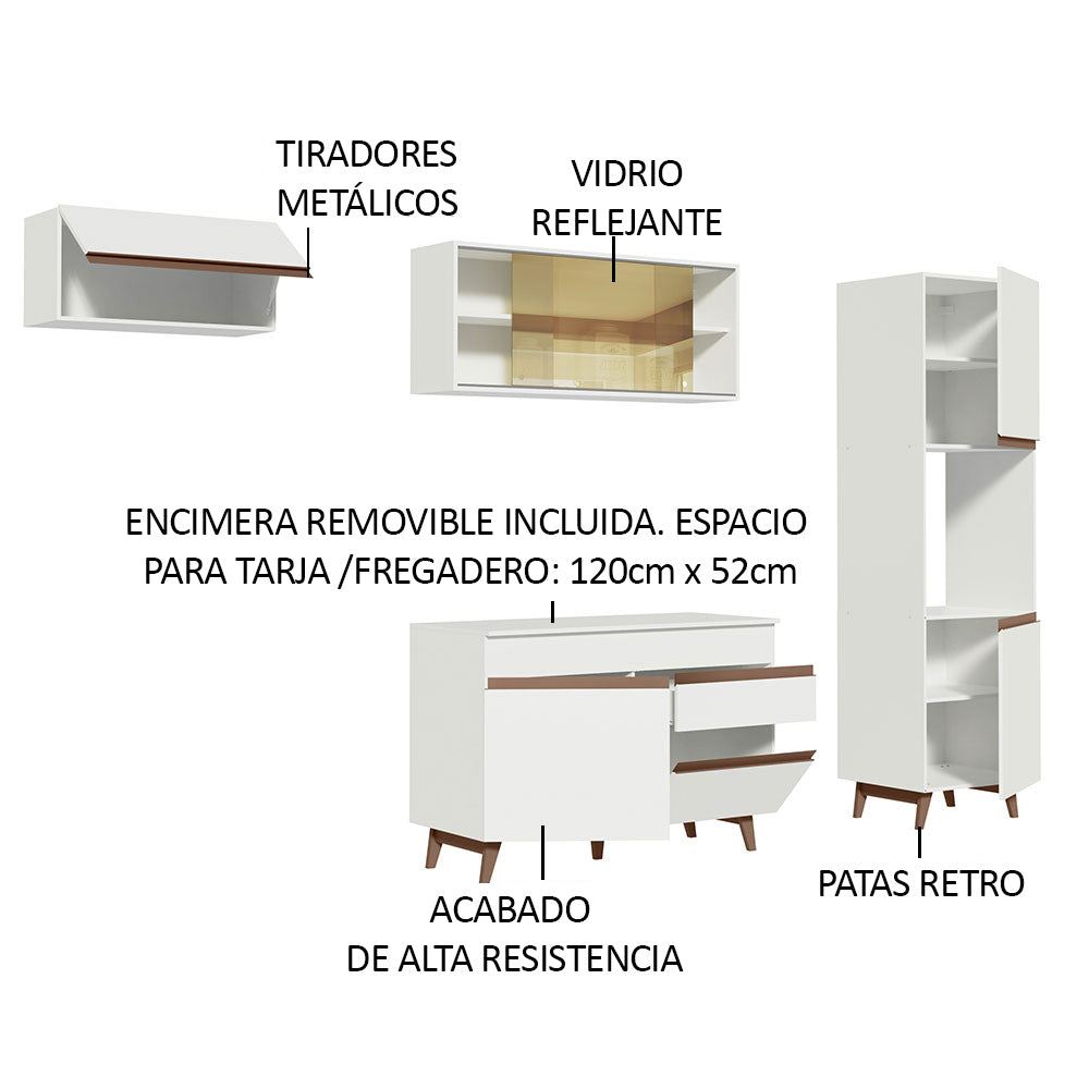Cocina Integral 250cm Blanco Reims Madesa 03