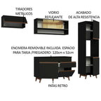 Cocina Integral 250 cm Con Mueble para Horno Negro Reims Madesa