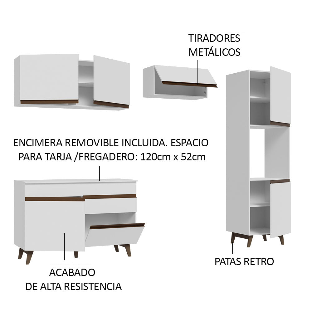 Cocina Integral 250cm Blanco Reims Madesa 06