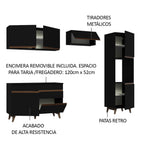 Cocina Integral 250 cm Con Mueble para Horno Negro Reims Madesa