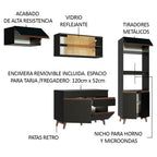 Cocina Integral 260 cm Con Mueble para Horno Negro Reims Madesa