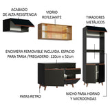 Cocina Integral 260 cm Negro/Marrón Reims 01