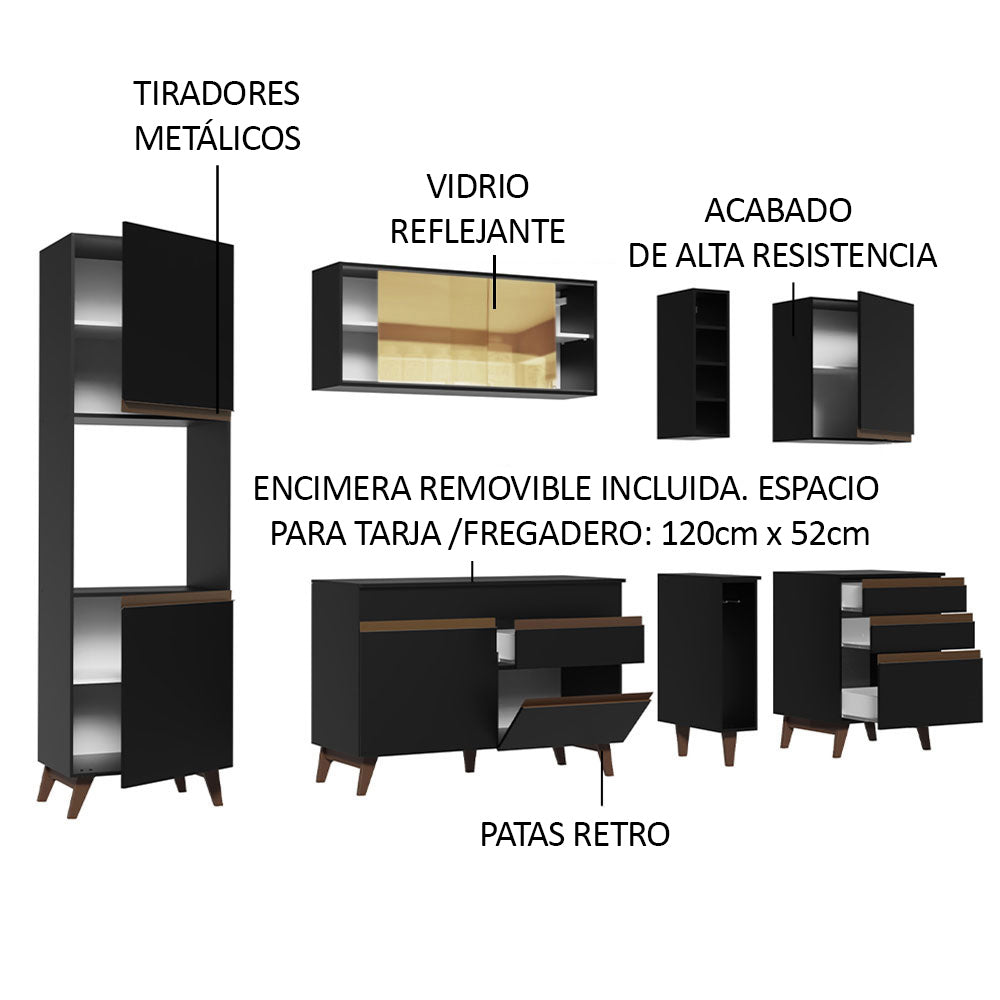 Cocina Integral 260cm Negro Reims Madesa 04