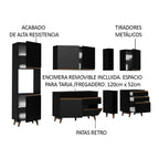 Cocina Integral 260 x 52 cm 7 Puertas 4 Cajones Con Mueble para Horno Negro Reims Madesa 05