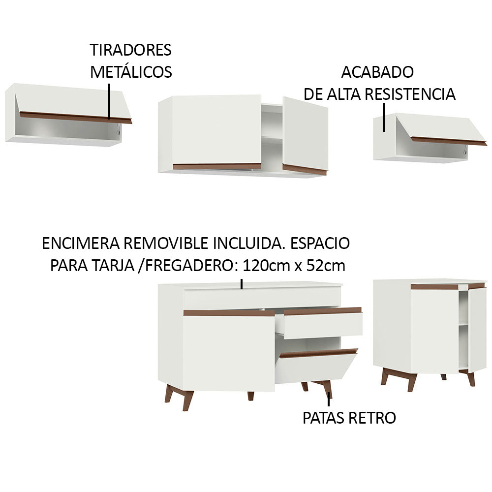 Cocina Integral 260 x 52 cm 8 Puertas 1 Cajón Blanco Reims Madesa 10