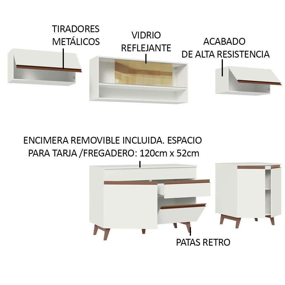 Cocina Integral 260 x 52 cm 8 Puertas 1 Cajón Blanco Reims Madesa 11