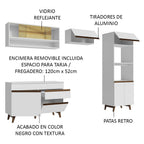 Cocina Integral 260 x 52 cm 8 Puertas 1 Cajón Con Mueble para Horno Blanco Reims Madesa 12