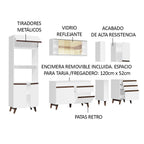 Cocina Integral 270 x 52 cm 8 Puertas 4 Cajones Con Mueble para Horno Blanco Reims Madesa 01