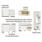 Cocina Integral 300 x 52 cm 10 Puertas 1 Cajón Con Mueble para Horno Blanco Reims Madesa 01