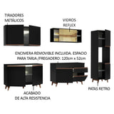 Cocina Integral 300cm Negro Reims Madesa 01