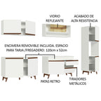Cocina Integral 300 x 52 cm 10 Puertas 1 Cajón Con Mueble para Horno Blanco Reims Madesa 02