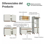 Cocina Integral 310 x 52 cm 11 Puertas 1 Cajón Con Mueble para Horno Blanco Reims Madesa