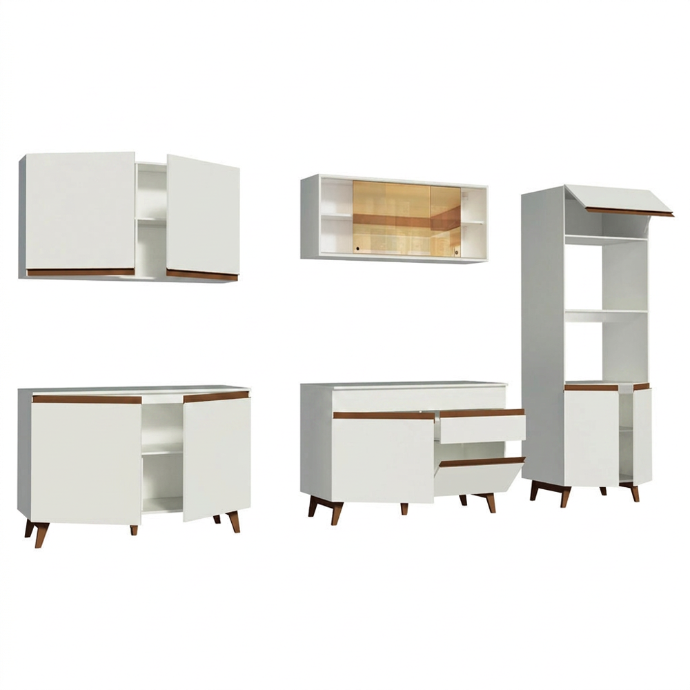 Cocina Integral 310 x 52 cm 11 Puertas 1 Cajón Con Mueble para Horno Blanco Reims Madesa