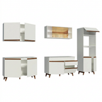 Cocina Integral 310 x 52 cm 11 Puertas 1 Cajón Con Mueble para Horno Blanco Reims Madesa