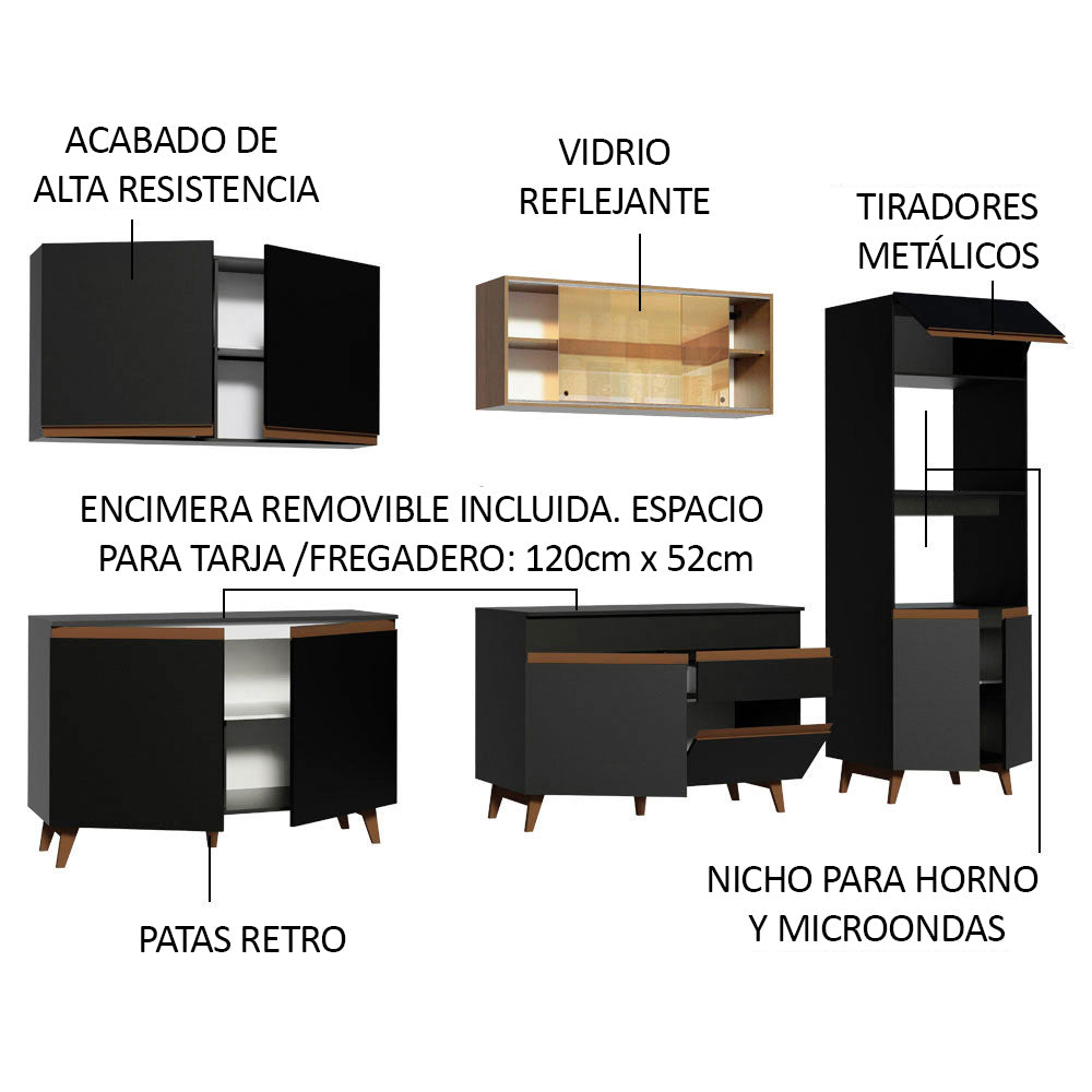 Cocina Integral 310 cm Reims Negro/Marrón 01