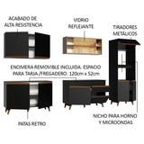 Cocina Integral 310 cm Reims Negro/Marrón 01