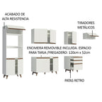 Cocina Integral 320 x 52 cm 9 Puertas 3 Cajones Con Mueble para Horno Blanco Reims Madesa