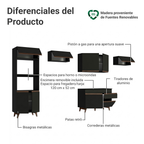 Cocina Integral 330 cm Con Mueble para Horno Negro Reims Madesa