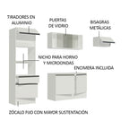 Cocina Integral 240 x 52 cm 7 Puertas 1 Cajón Con Mueble para Horno Blanco Topázio Madesa
