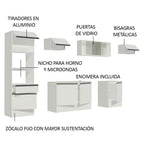 Cocina Integral 300 x 52 cm 9 Puertas 1 Cajón Con Mueble para Horno Blanco Topázio Madesa 01