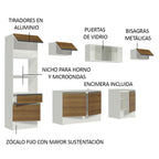 Cocina Integral 300 x 52 cm 9 Puertas 1 Cajón Con Mueble para Horno Blanco/Marrón Topázio Madesa
