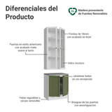 Combo Gabinete + Vitrina 70 cm Blanco/Verde/Blanco Vik Madesa 02