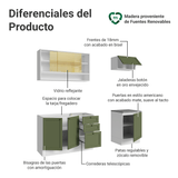 Cocina Integral 180 cm Blanco/Verde Vik Madesa 05