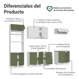 Cocina Integral 270 cm Blanco/Verde/Blanco Vik Madesa 01