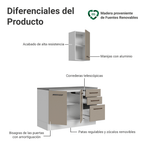Kit Gabinete Bajo y Gabinete Superior para Baño 120 cm 3 Puertas 3 Cajones Blanco/Crema Agata Madesa